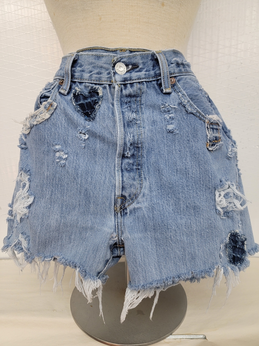 501 Levi's Button Fly Jean Shorts - Upcycled Boho Hippie